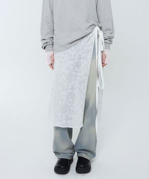 쉬폰 시스루 레이어드 롱 랩 스커트_White