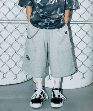 KIDS JERSEY BERMUDA CARGO PANTS - M/GREY