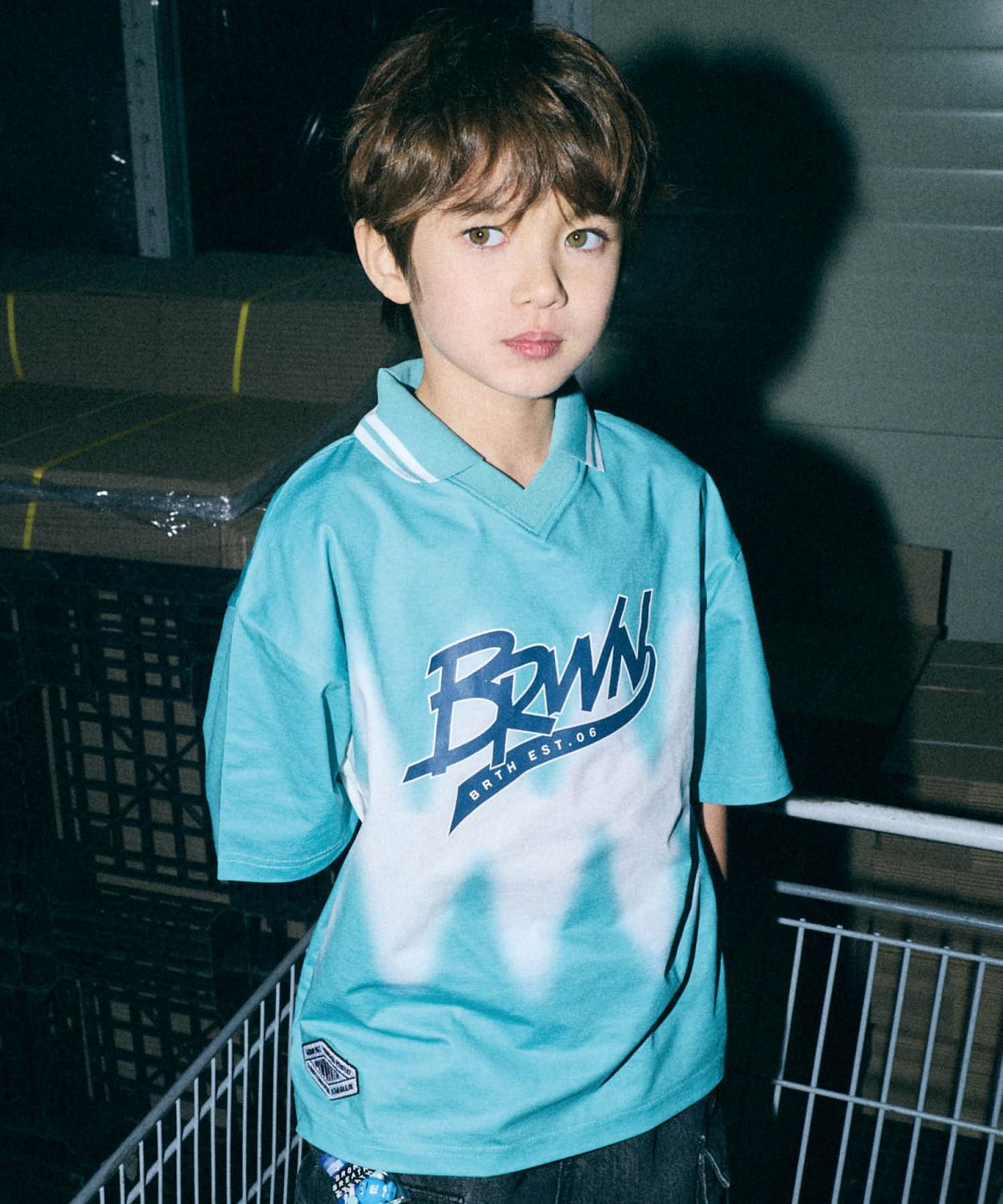 브라운브레스 키즈(BROWNBREATH KIDS) KIDS DYEING COLLAR TEE - MINT