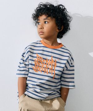 KIDS STRIPE TAG TEE - NAVY