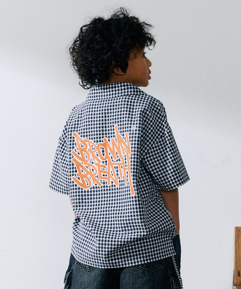 KIDS SHORT SLEEVES SEERSUCKER SHIRTS - NAVY