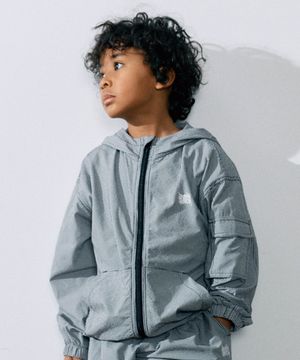 KIDS SEERSUCKER WINDBREAKER - BLACK