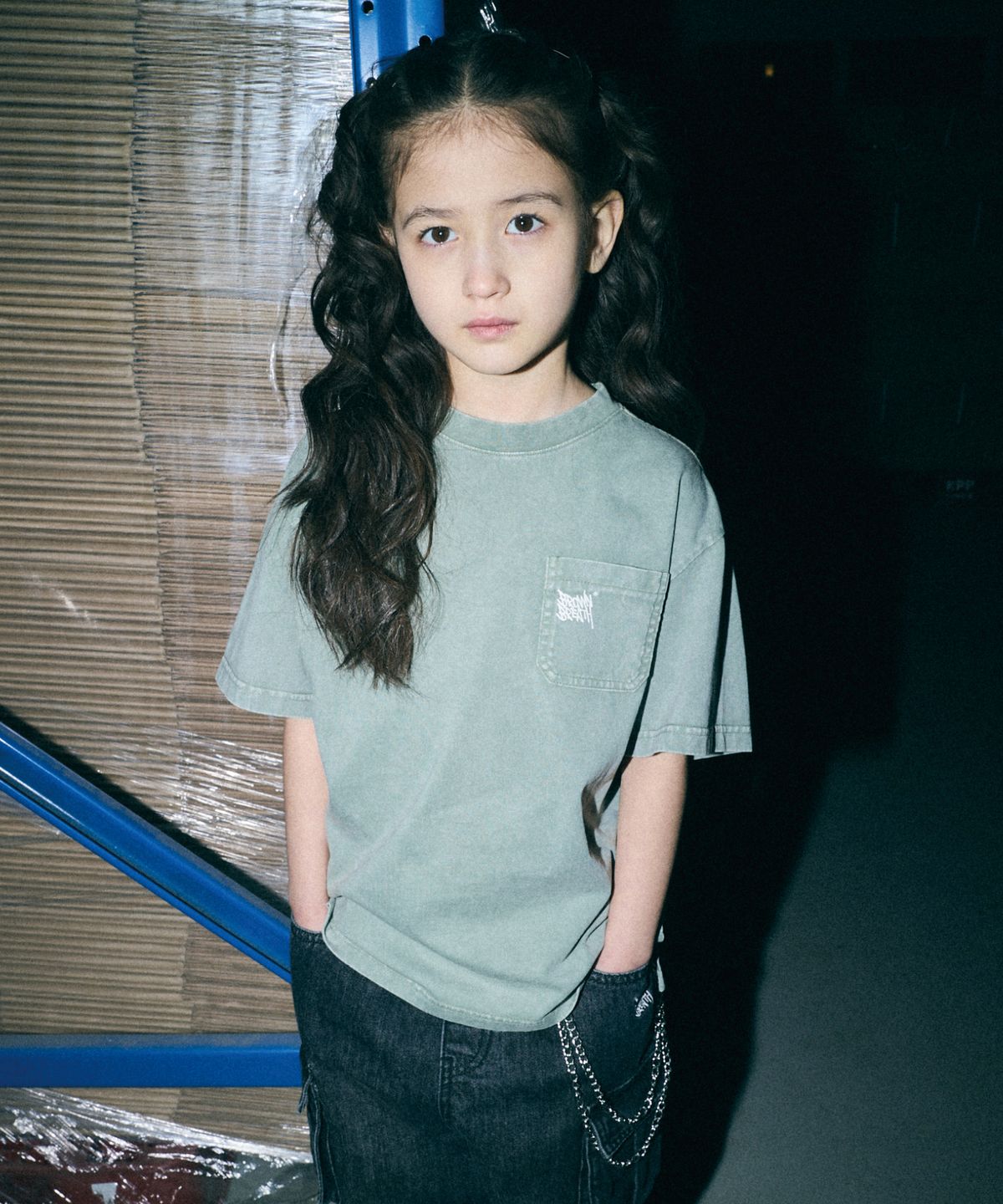 브라운브레스 키즈(BROWNBREATH KIDS) KIDS PIGMENT TAG POCKET TEE - MINT