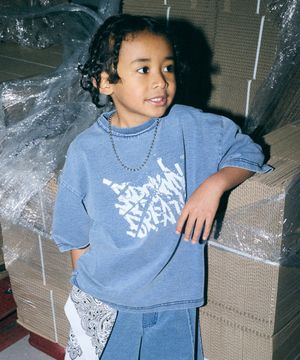 KIDS TAG JERSEY DENIM TEE - BLUE