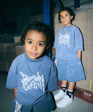 KIDS TAG JERSEY DENIM SETUP - BLUE