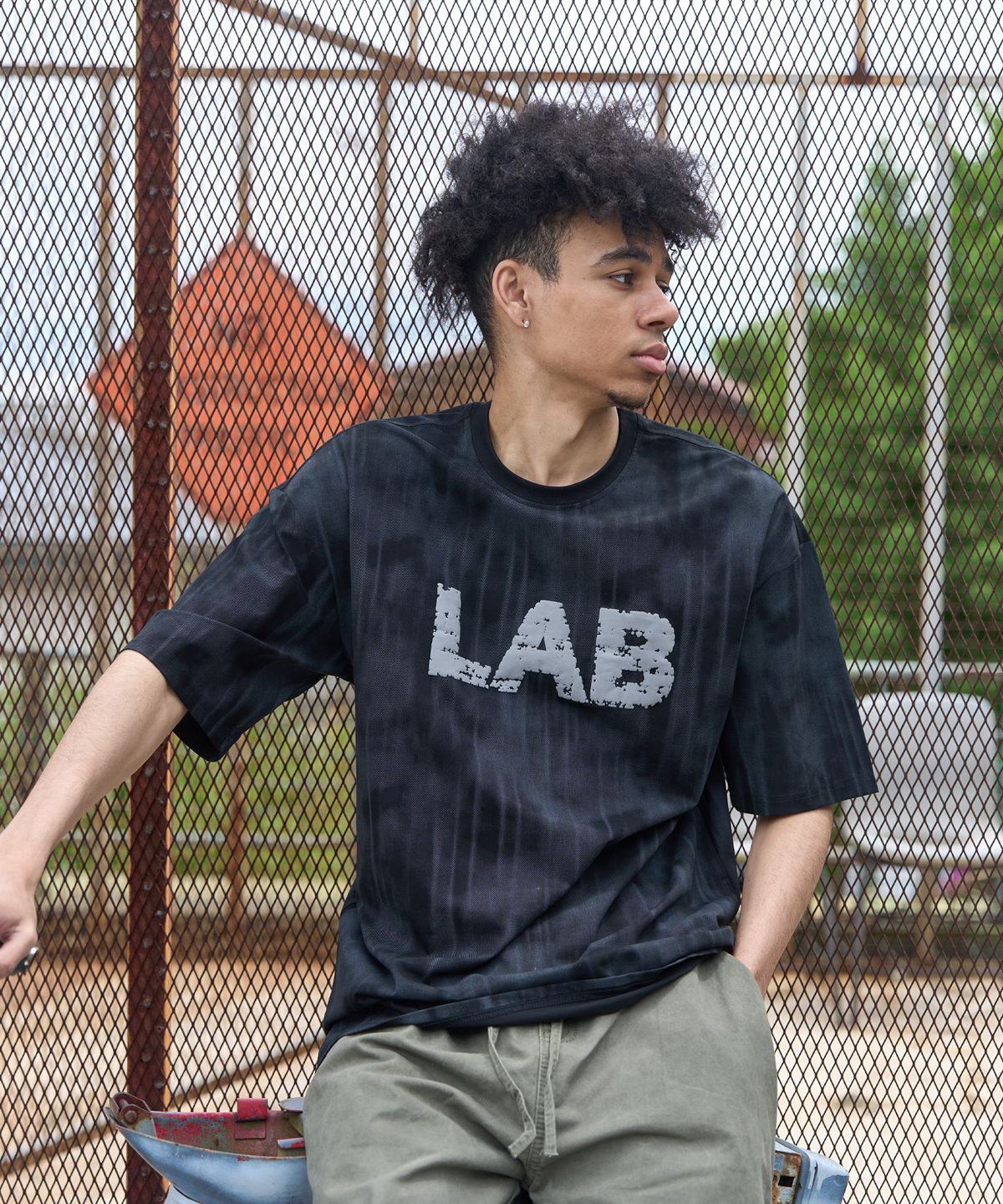 크림소다랩(CREAM SODA LAB) 스머지 LAB 반팔 티셔츠 블랙
