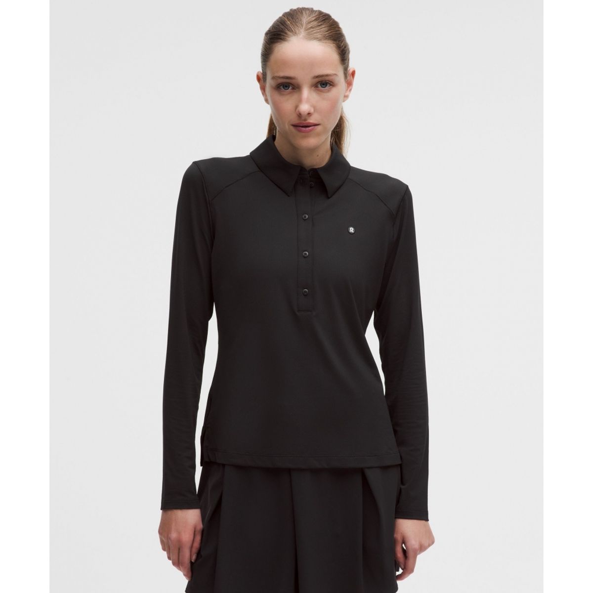 룰루레몬(LULULEMON) 퀵 드라이 롱슬리브 폴로 셔츠 *스트레이트 헴  BLK