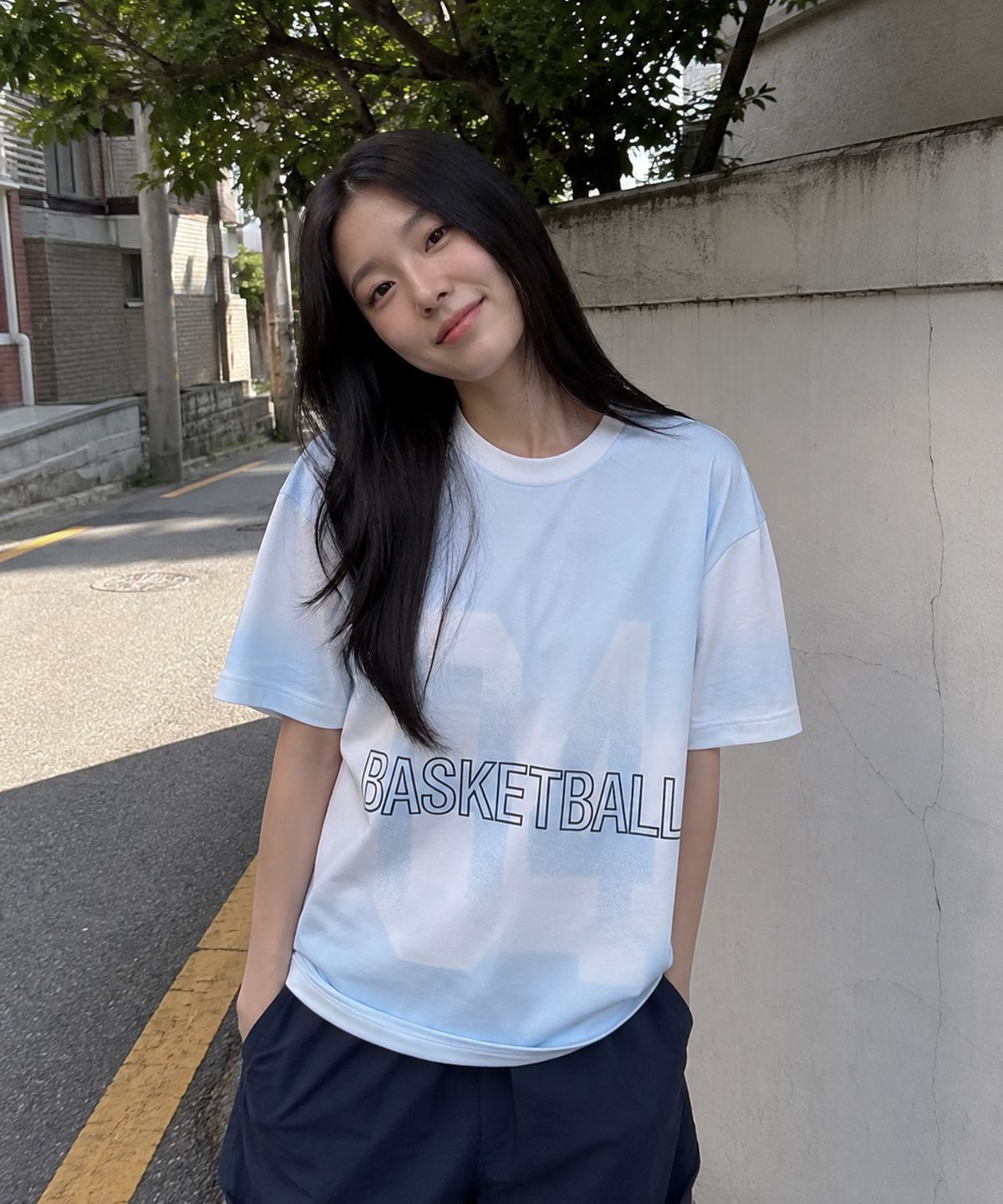 크림소다랩(CREAM SODA LAB) 라그드 바스켓볼84 반팔 티셔츠 화이트