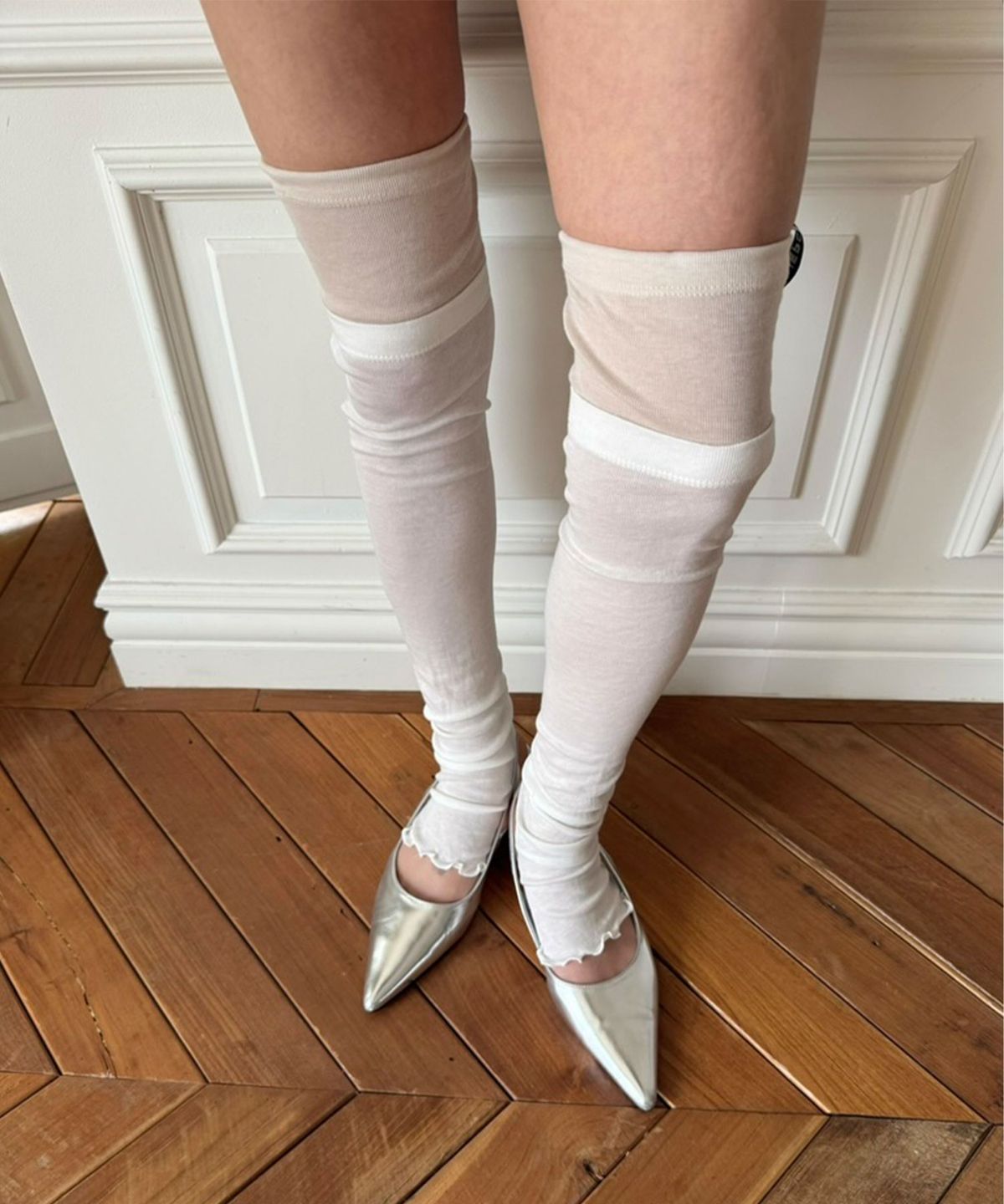 더포르타(THEPORTA) LAYERED LEG WARMER, IVORY