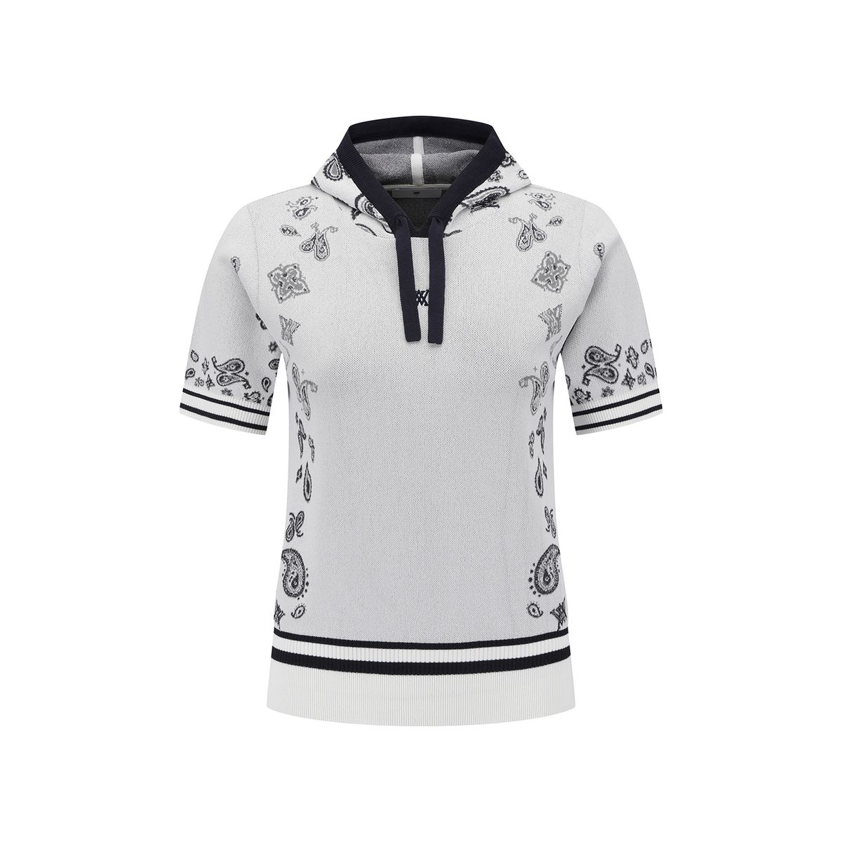 어뉴골프(ANEW GOLF) WOMEN PAISLEY HOODED SHORT SLEEVE SWEATER_WH