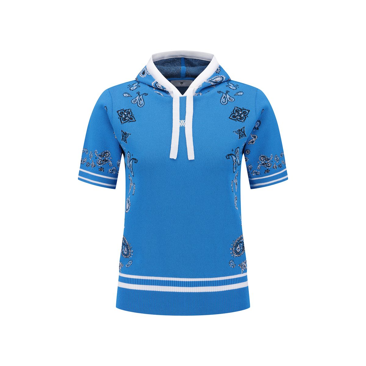 어뉴골프(ANEW GOLF) WOMEN PAISLEY HOODED SHORT SLEEVE SWEATER_BL