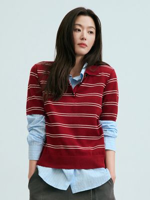 여성 수피마코튼 폴로 스웨터_MSG2ET2701