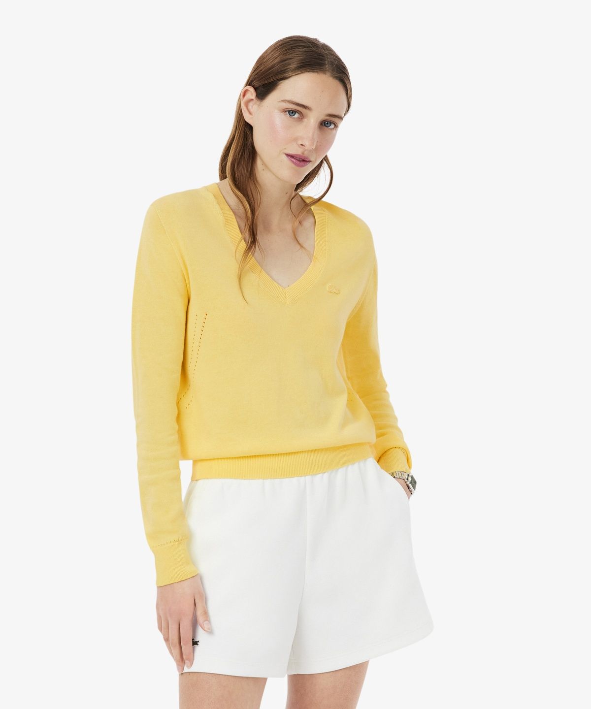 라코스테(LACOSTE) 여성 라이트 코튼 브이넥 스웨터 AF3964-56G 107