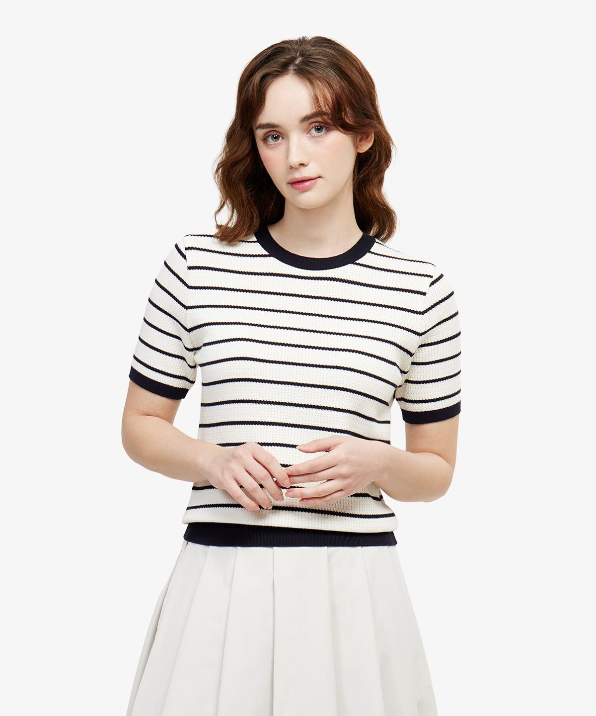 라코스테(LACOSTE) 여성 스카시 크루넥 반팔 스웨터 AF900E-56G HDE