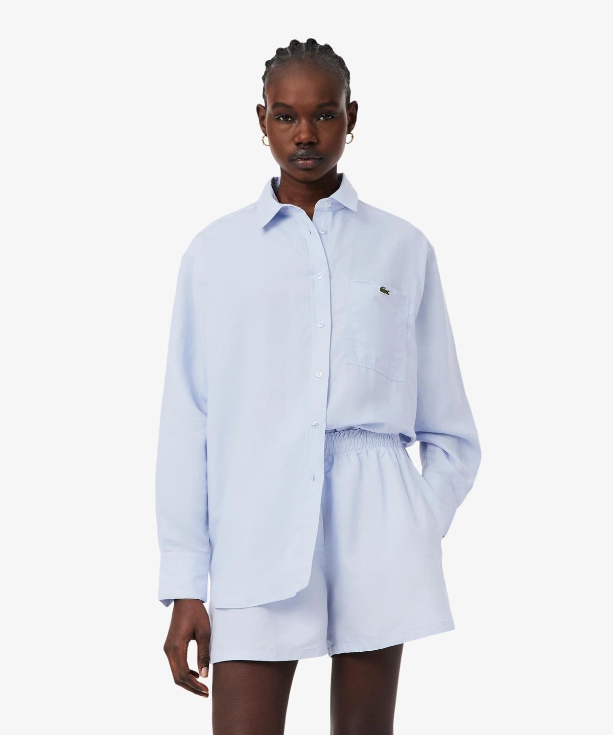라코스테(LACOSTE) 여성 린넨 블렌디드 스트라이프 셔츠 CF1429-56G J2G
