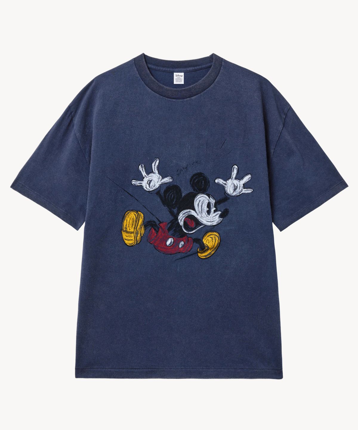 브이투(VTWO) 페이드 워싱 점핑 _미키_ 티셔츠 (NAVY)