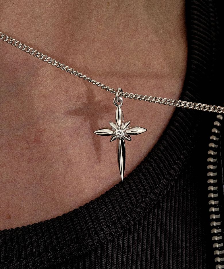 M.C-N-12 Cross Flower Cubic Necklace