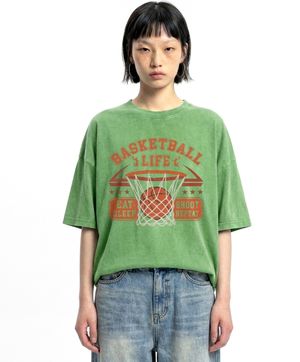 DTF 베스킷볼 피그먼트 반팔티셔츠 그린