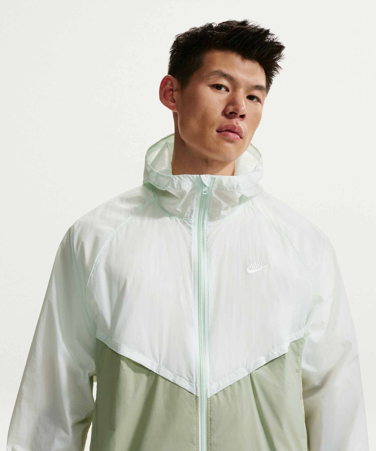 나이키(NIKE) 윈드러너 언라인드 풀집 UV 재킷 M - 배얼리 그린:제이드 호라이즌:화이트 / IO9628-394