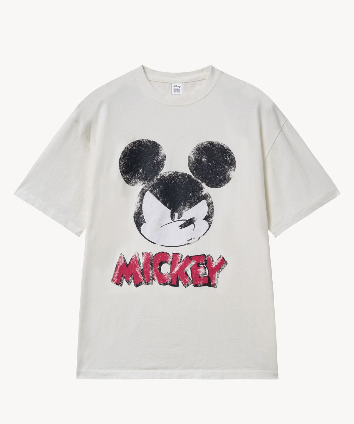 브이투(VTWO) 페이드 워싱 페이스 _미키_ 티셔츠 (WHITE)