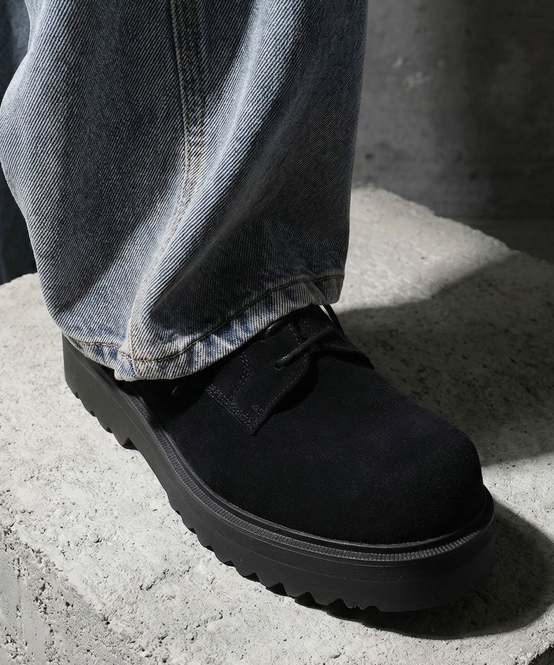 [SECOND.A] 볼륨 라운드토 5CM 스웨이드 더비 2NDF2700BS [BLACK]