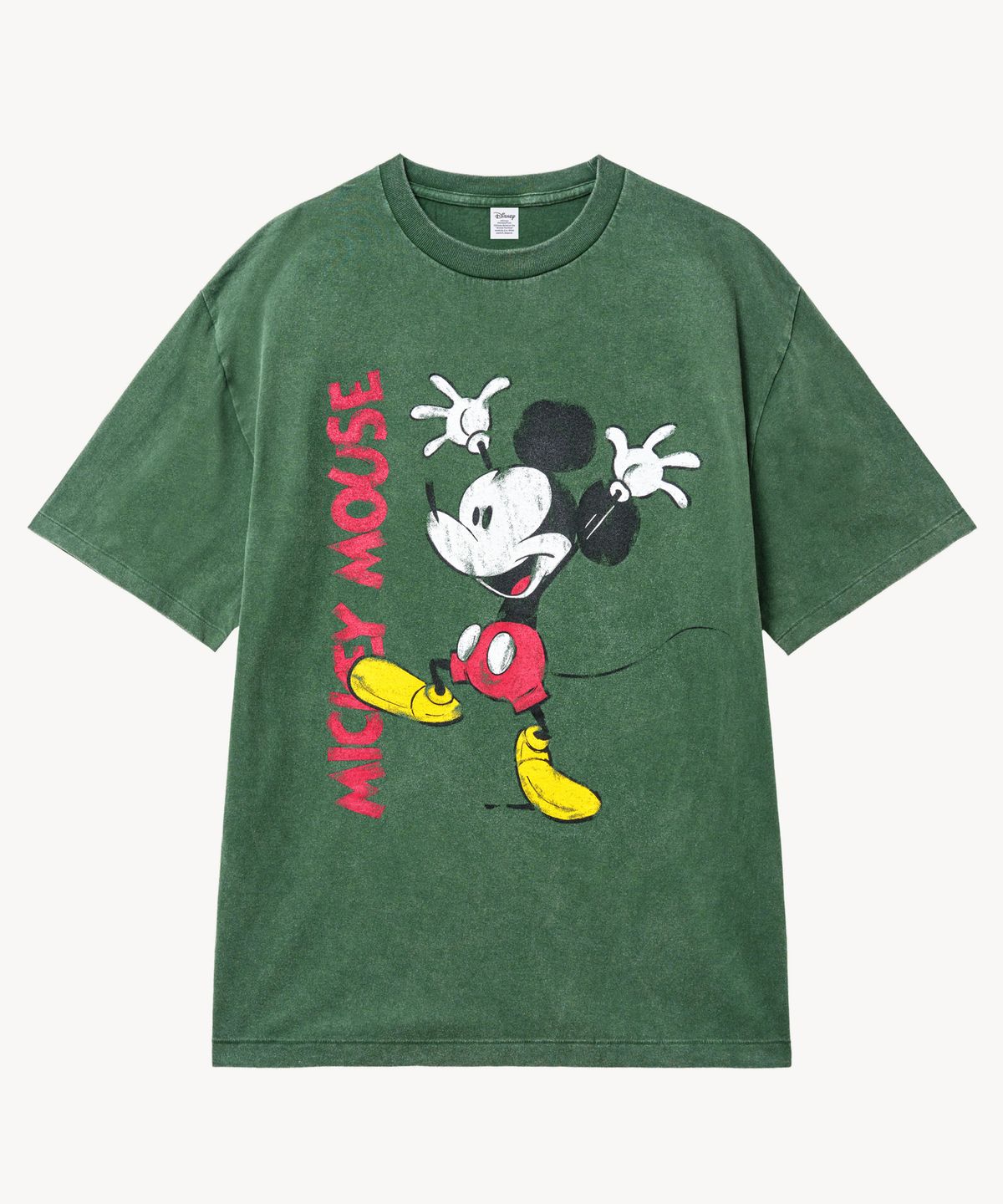 브이투(VTWO) 페이드 워싱 치키 _미키_ 티셔츠 (GREEN)