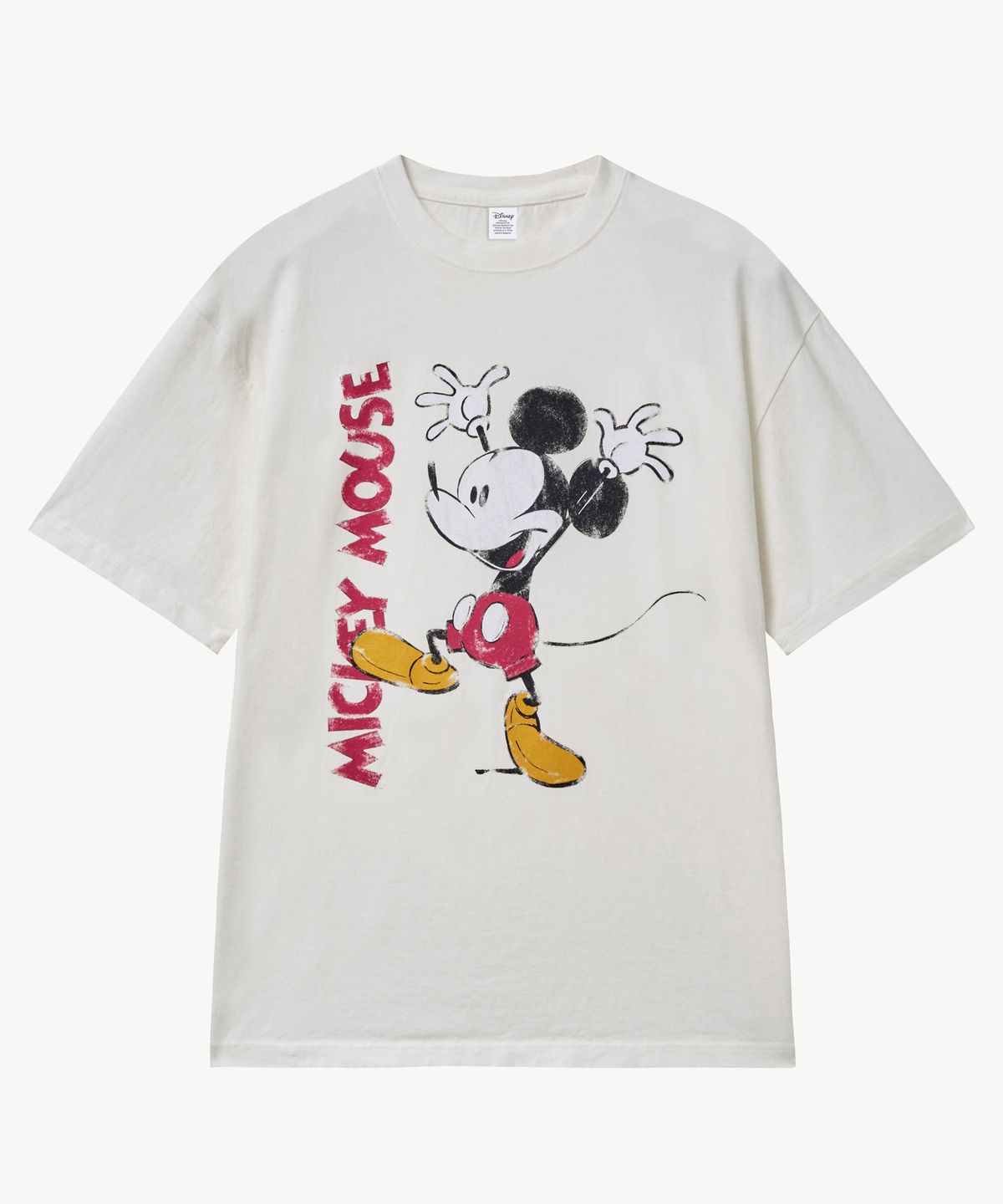 브이투(VTWO) 페이드 워싱 치키 _미키_ 티셔츠 (WHITE)