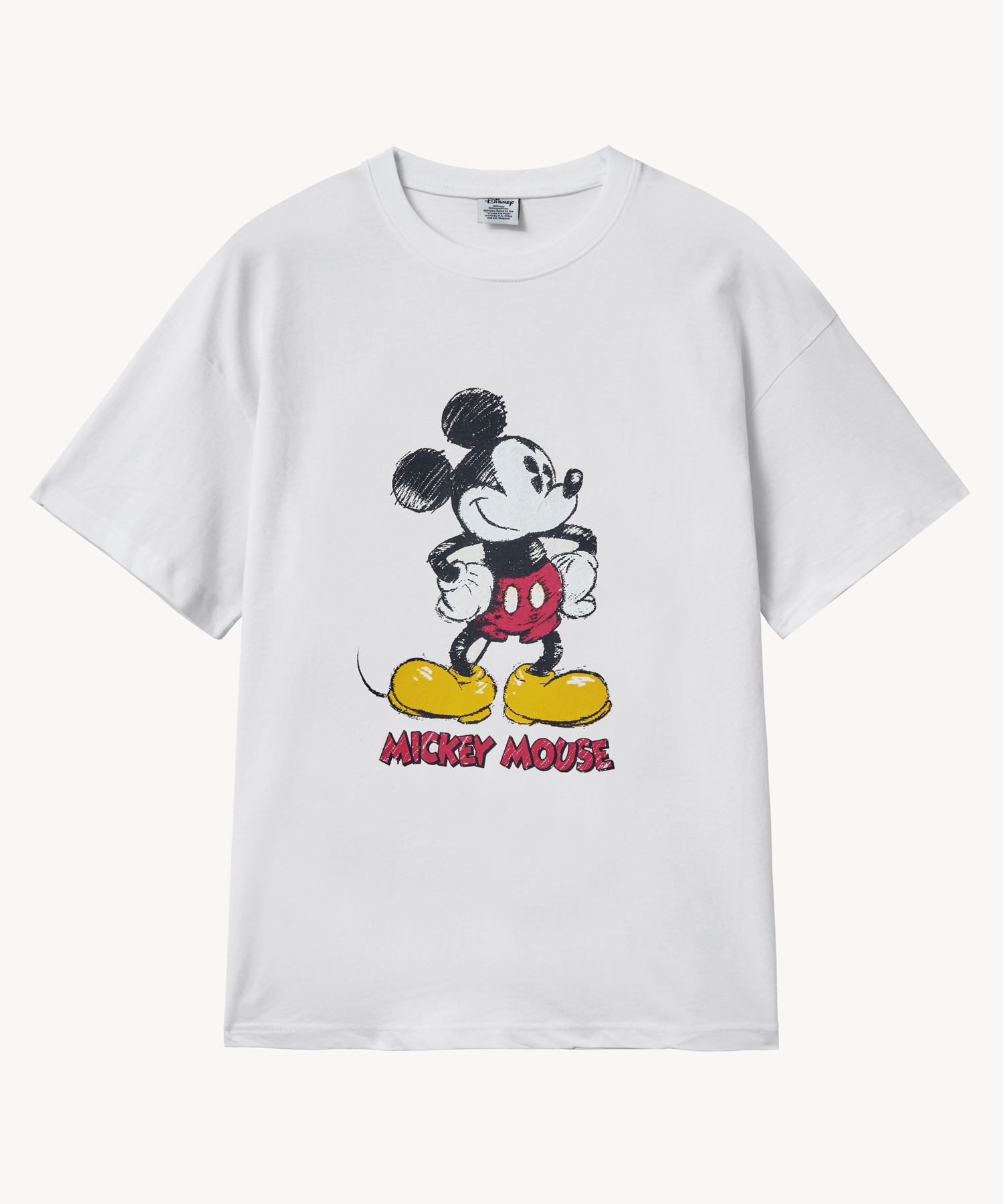 MUSINSA | VTWO Vintage Pigment Damage Washing _Mickey_ T-shirt (WHITE)