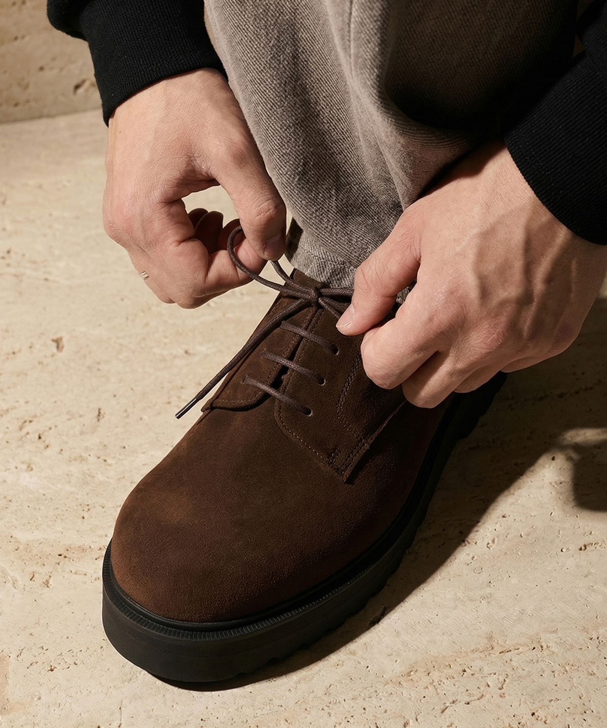 피렌체 아뜨리에(FIRENZE ATELIER) [SECOND.A] 볼륨 라운드토 5CM 스웨이드 더비 2NDF2700BS [BROWN]