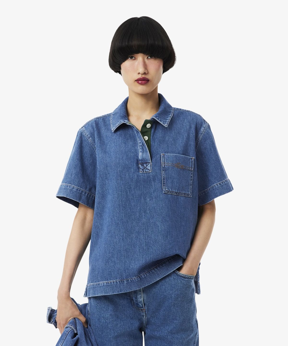 라코스테(LACOSTE) 여성 폴로형 데님셔츠 CF0051-56G 36L