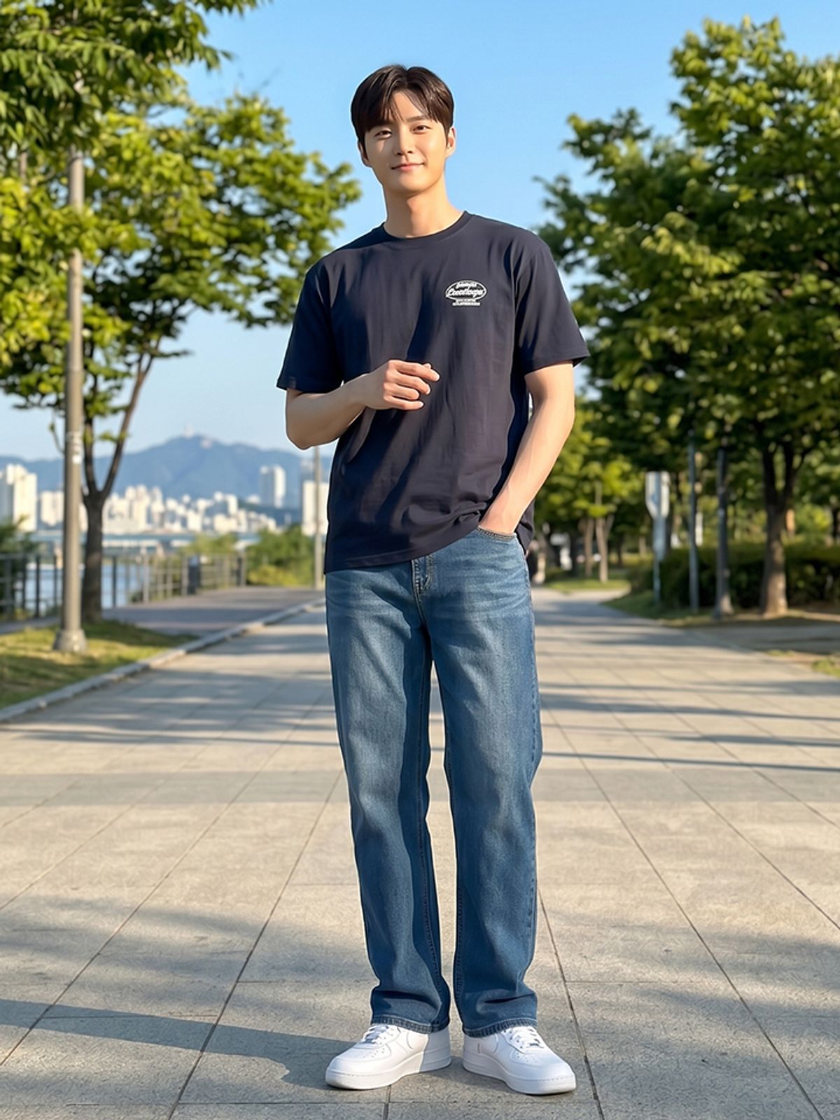 행텐(HANGTEN) 남성 울트라 소프트 쿨맥스 테이퍼드 데님팬츠_265(10570-055-401-10)