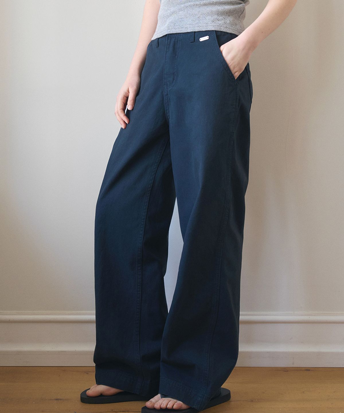 헤인트(HAINT) STANDARD STRAIGHT EASY FIT COTTON PANTS 5COL_NAVY