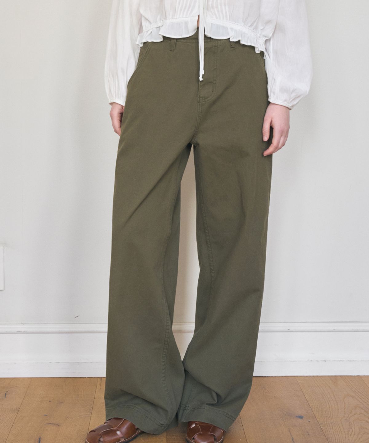 헤인트(HAINT) STANDARD STRAIGHT EASY FIT COTTON PANTS 5COL_DEEP KHAKI