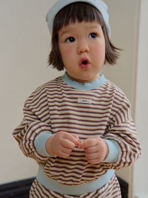 NATURAL STRIPE SWEATSHIRT_BROWN