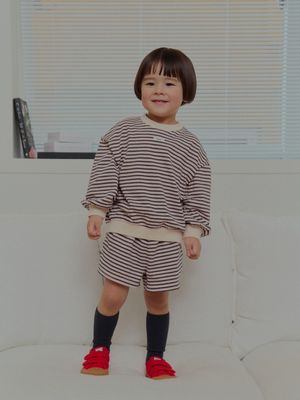 NATURAL STRIPE SHORTS_NAVY