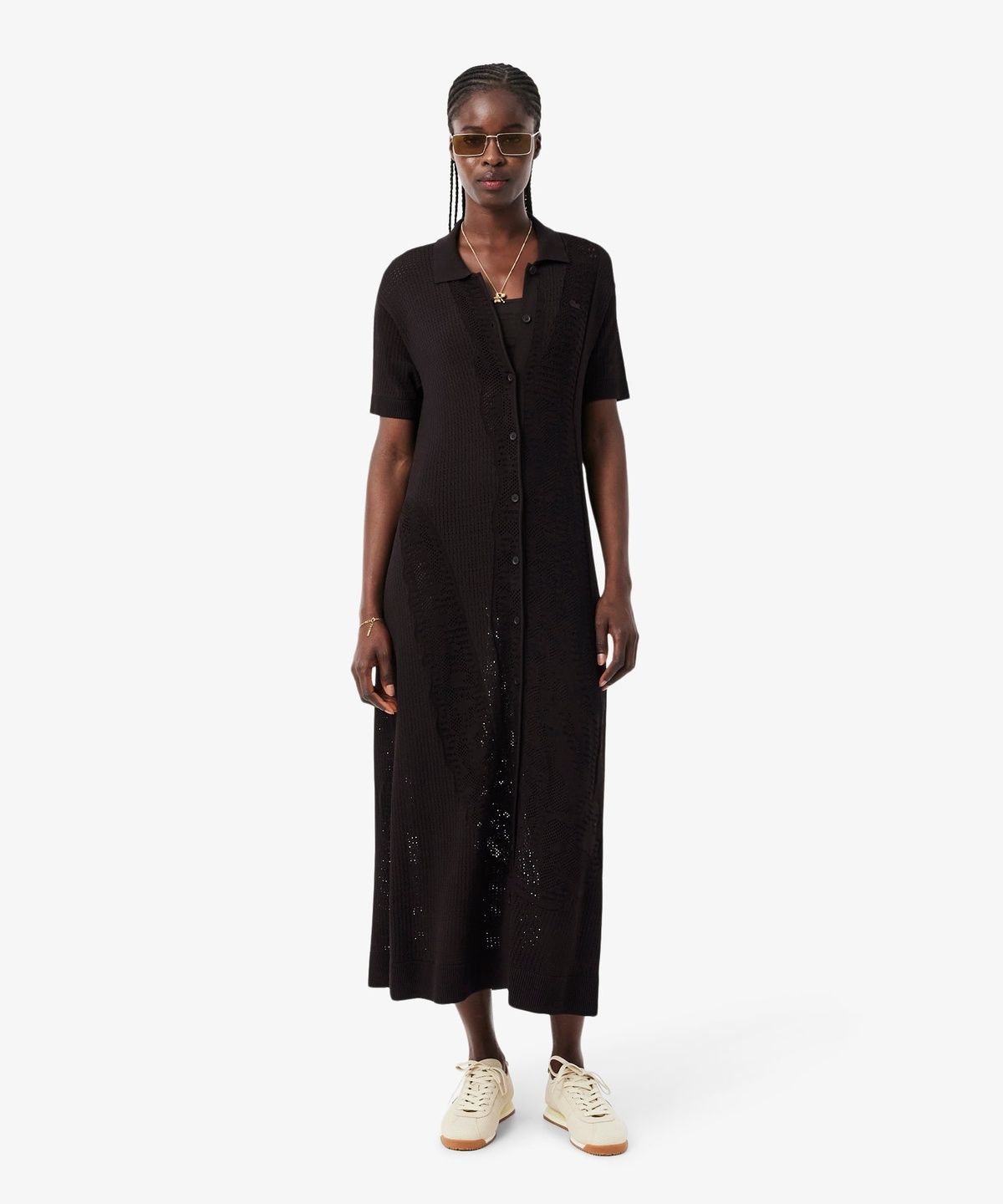 라코스테(LACOSTE) 여성 반팔 악어 메쉬 드레스 EF8921-56G 3LA