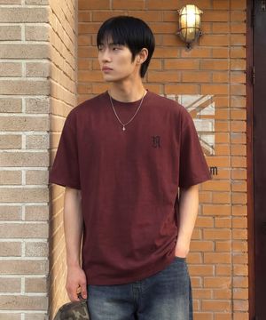 고딕 심볼 오버핏 반팔티셔츠 버건디 MMST6940