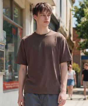 박시 크롭 반팔티셔츠 딥브라운 MMST7858