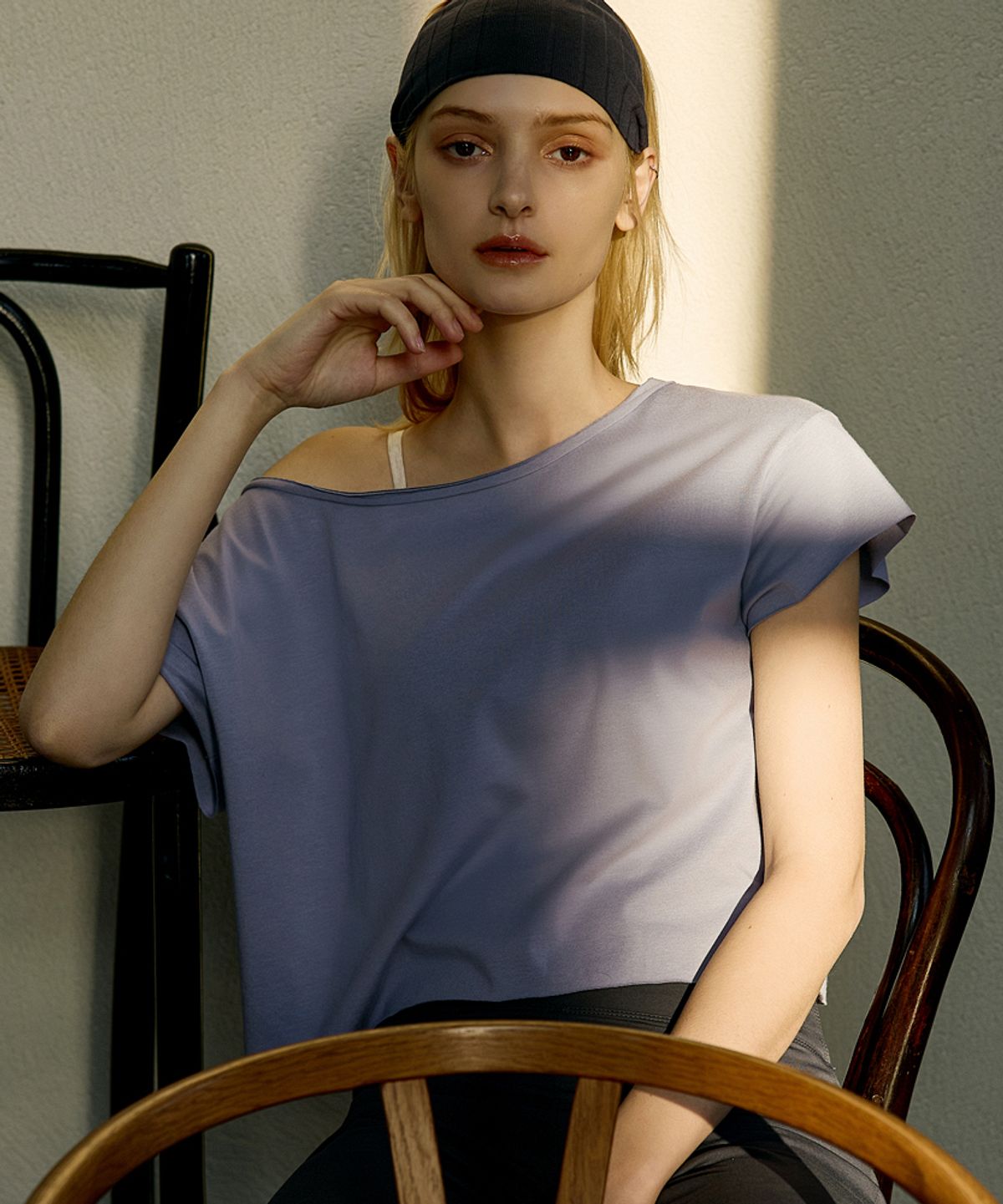 데비웨어(DEVIWEAR) 원숄더 루즈핏 반팔티 DEVI-T0145-포그블루
