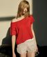 원숄더 루즈핏 반팔티 DEVI-T0145-레드