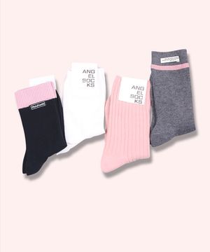 양말선물세트006-로즈밀크 핑크 화이트 기본 패션 컬러 양말 SOCKS