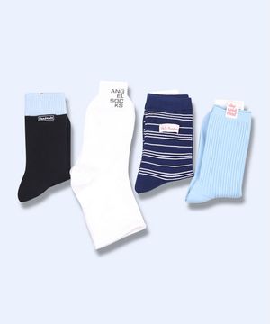 양말선물세트006-코튼캔디 블루 스트라이프 검정 학생 기본 여성 양말