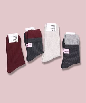 양말선물세트 006-레드빈 와인 패션 여자 데일리 면 양말