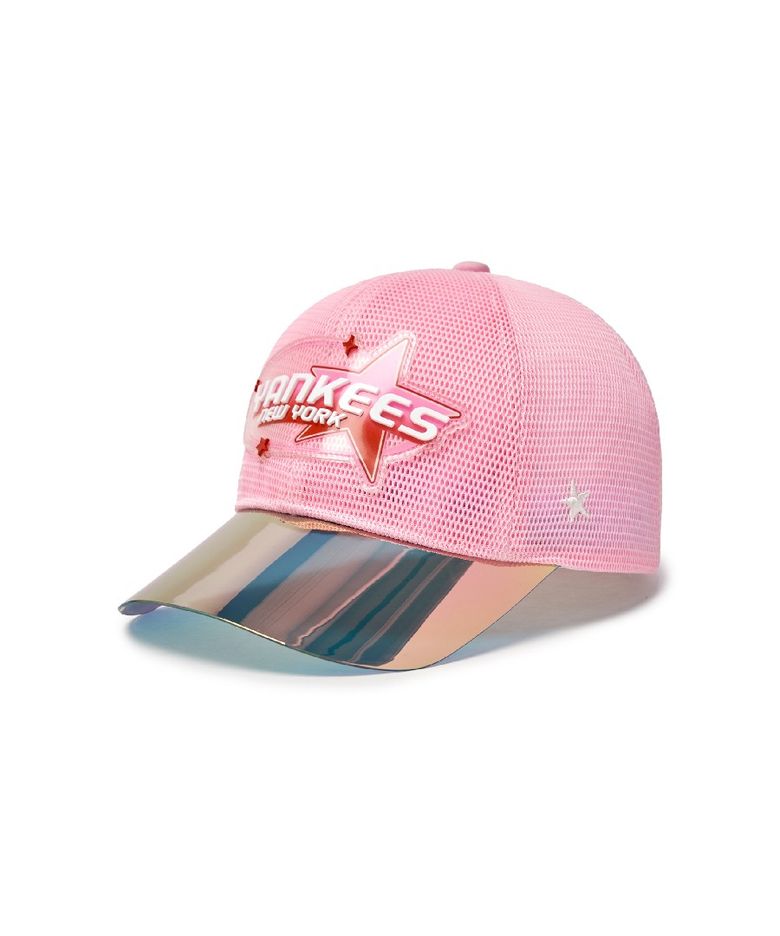 미러 챙배색 올메쉬 볼캡 NY (Pink)