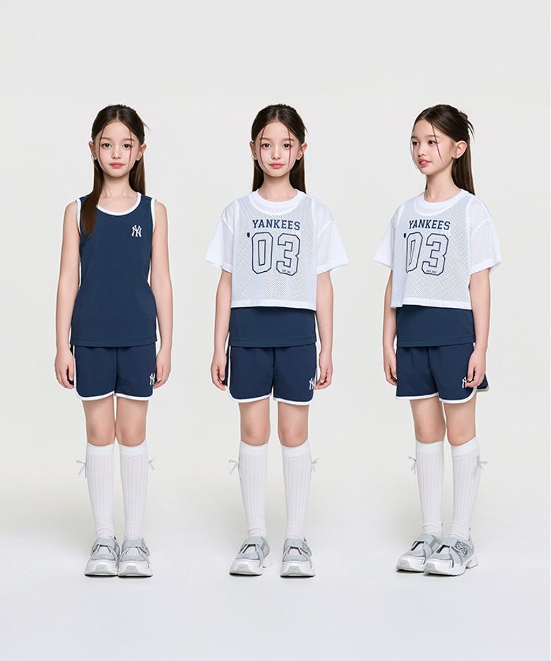 스포티브 바시티 메쉬 티셔츠세트(여아) NY (Navy)