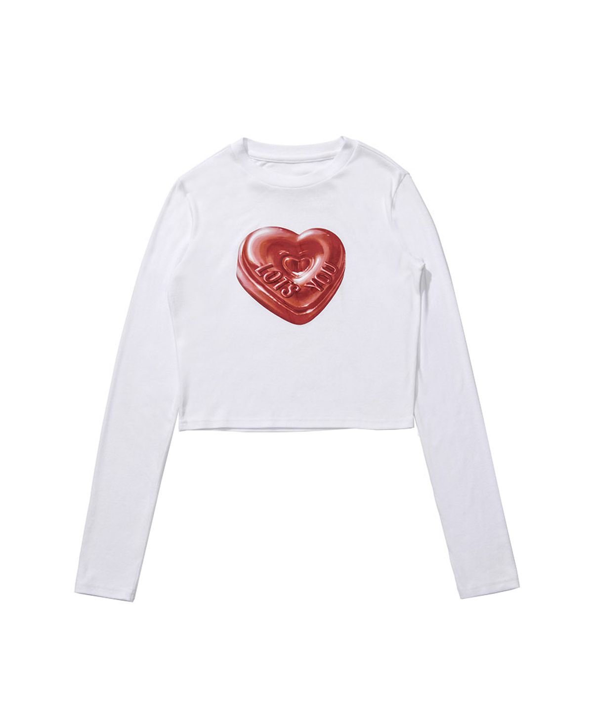 라츠유(LOTSYOU) The Friends Heart Candy Crop Tee White