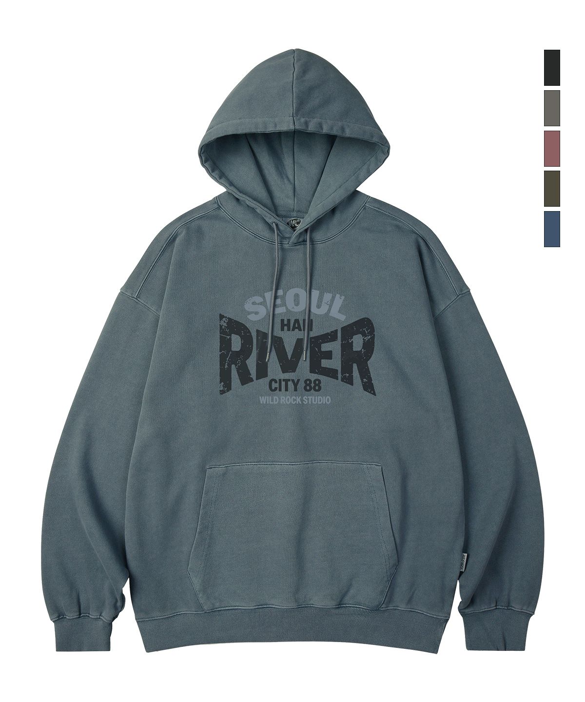 와일드락(WILDROCK) River City 피그먼트 오버핏 후드_5 COL