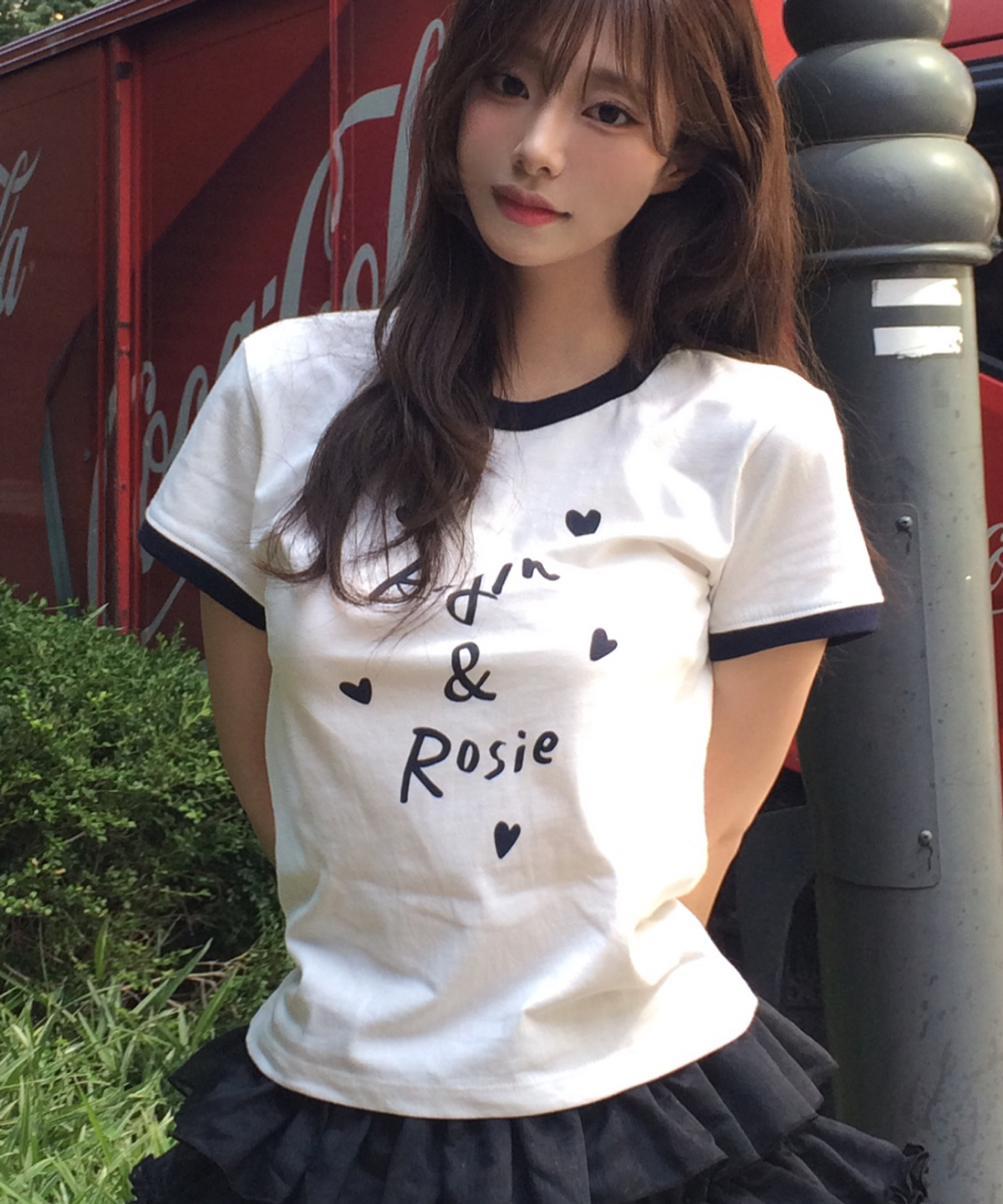 로긴 앤 로지(ROGIN N ROSIE) Rogin N Rosie Lettering Ringer T-shirt White