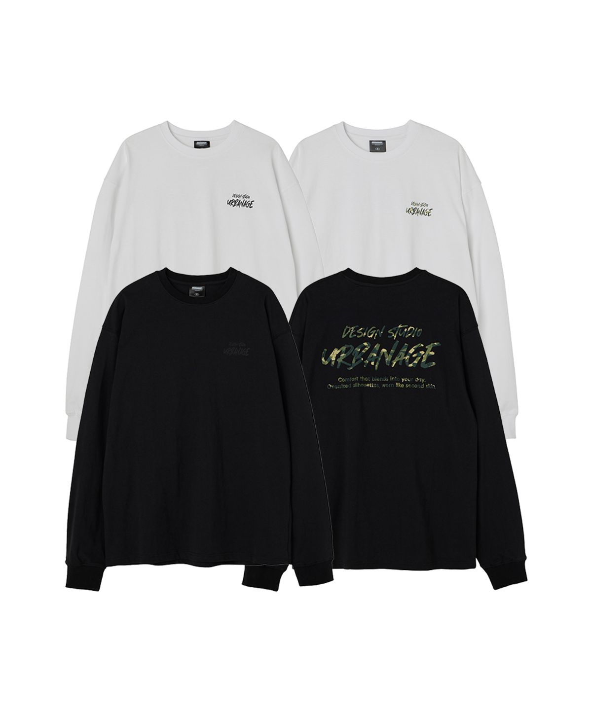 어반에이지(URBANAGE) [2PACK] DESIGN STUDIO 로고 오버핏 롱슬리브_4color