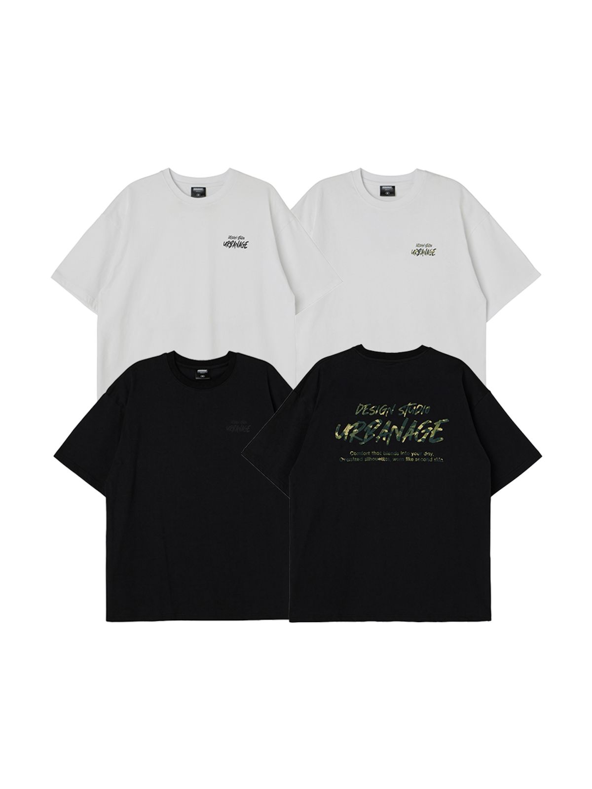 어반에이지(URBANAGE) [2PACK] DESIGN STUDIO 로고 오버핏 반팔_4color
